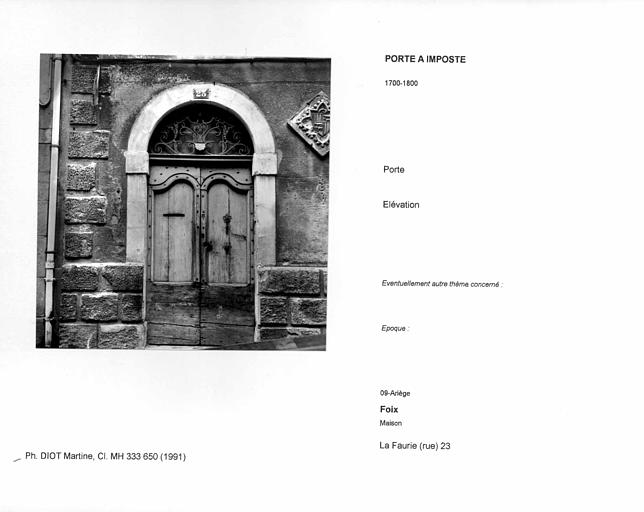 Porte. Elévation
