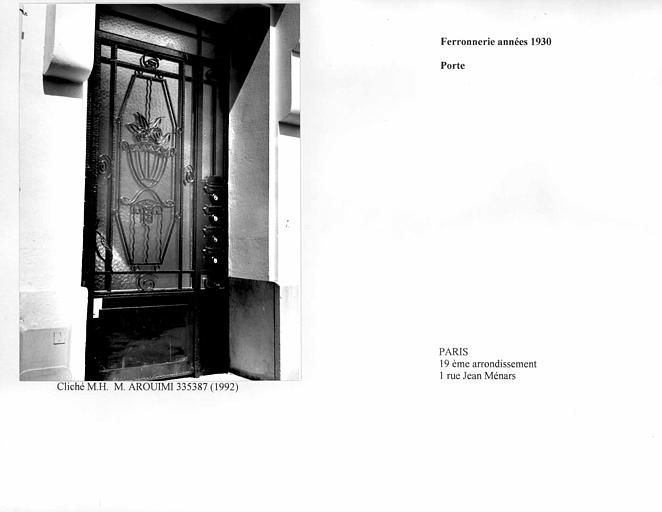 Porte et ferronnerie des années 1930