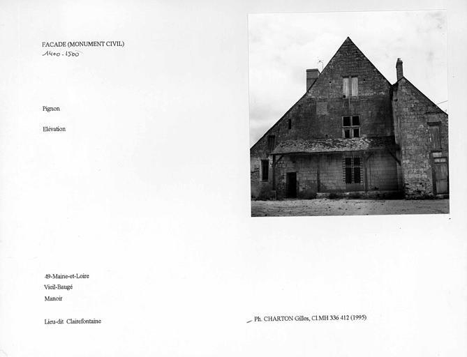 Façade du pignon. Elévation