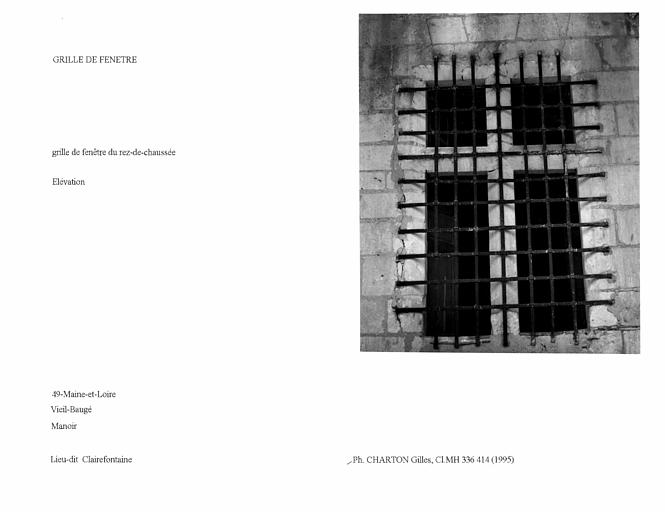 Grille de fenêtre du rez-de-chaussée. Elévation