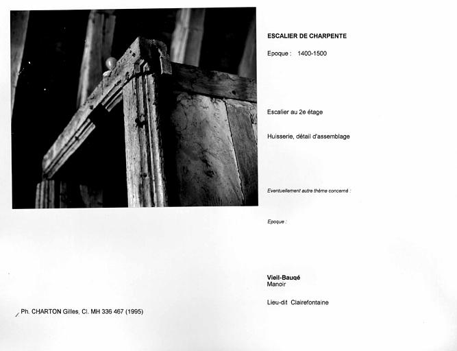 Escalier au deuxième étage. Huisserie, détail d'assemblage