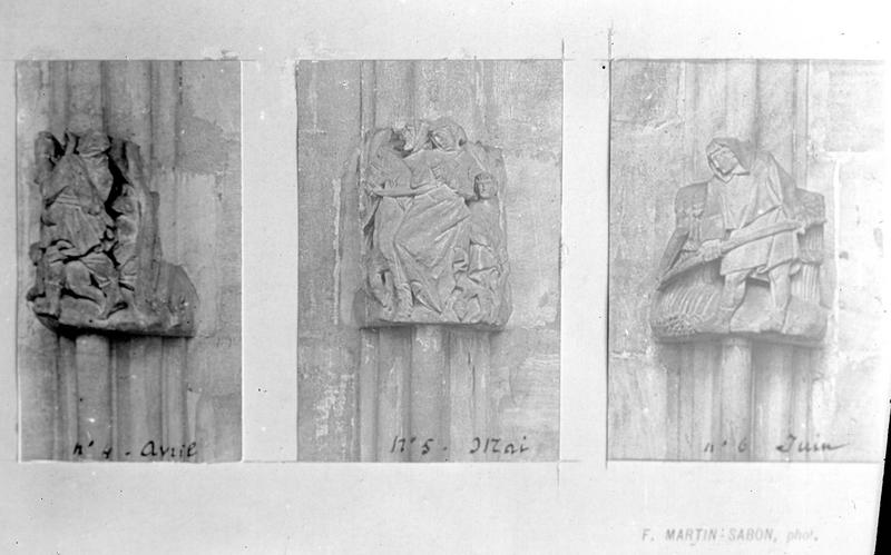 Bas-relief : les mois de l'année, détail : Avril, Mai, Juin