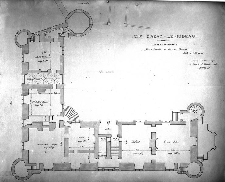 Dessin : plan du château, rez-de-chaussée