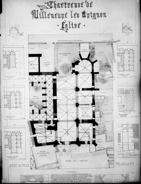 Dessin : plans de l'église et autres parties