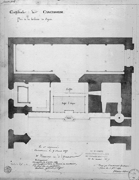 Dessins : plan de la tribune des orgues