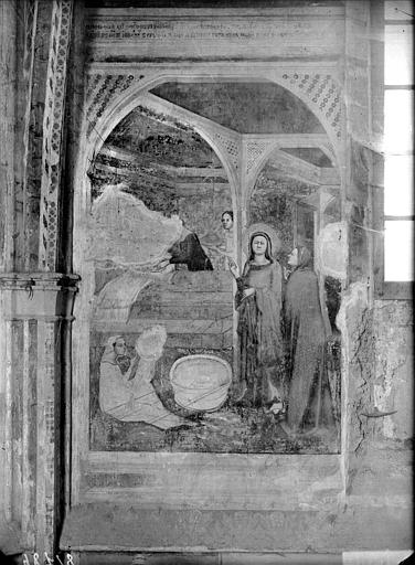 Peinture murale du mur de la chapelle d'Innocent VI : Nativité de saint Jean-Baptiste