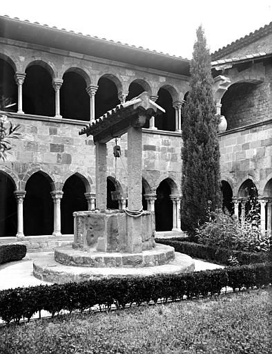 Cloître : Vue vers l'angle nord-est. Vieux puits