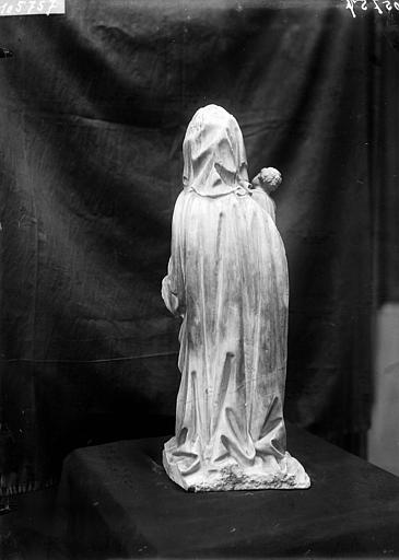 Statuette en marbre : Vierge à l'Enfant, de dos