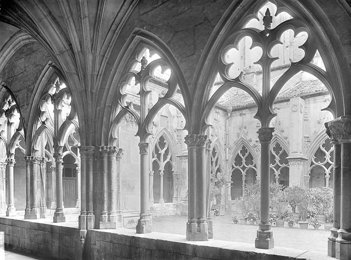 Cloître, vue d'ensemble depuis l'intérieur de la galerie nord : Galeries sud et est