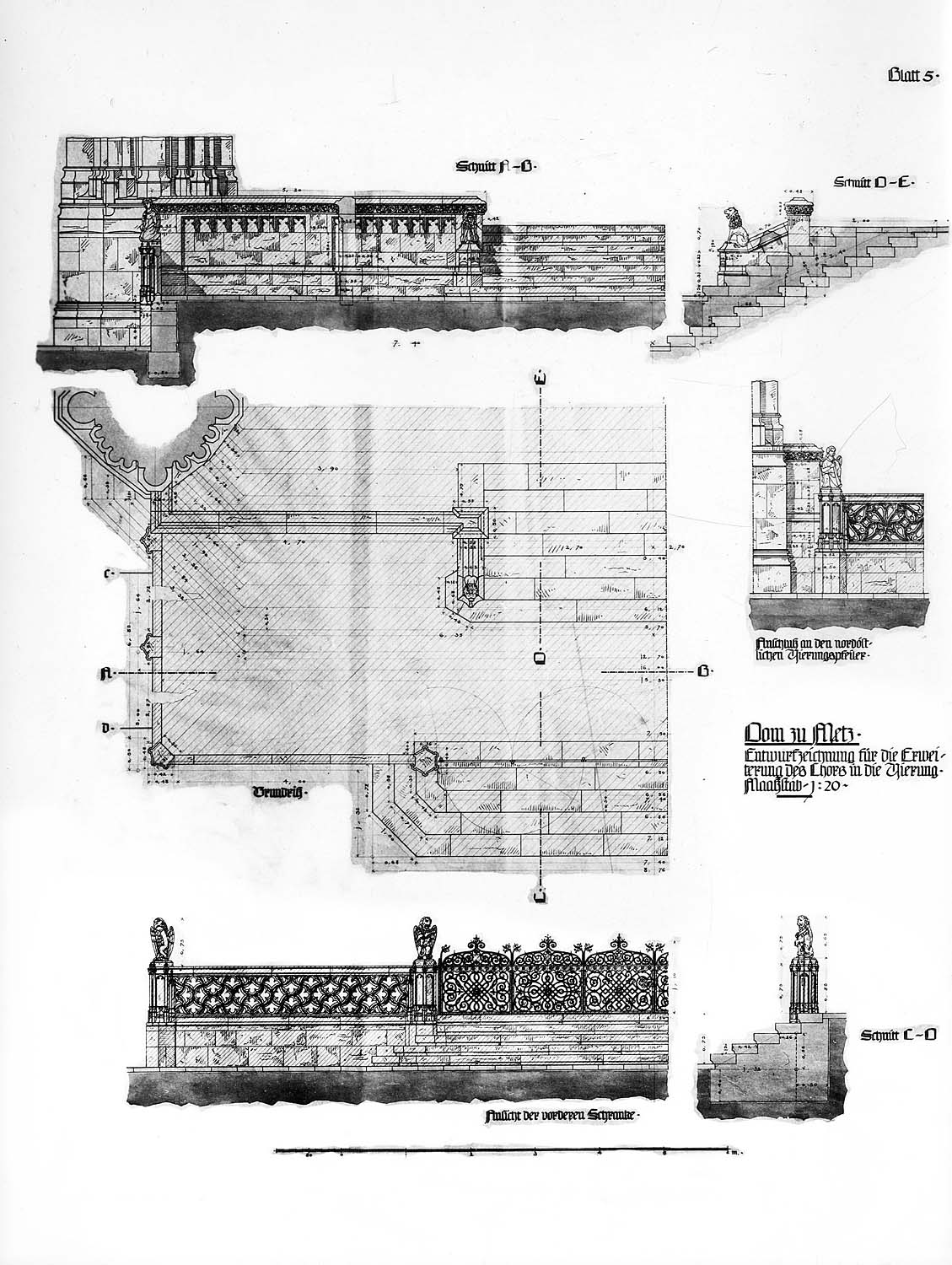 Reproduction de dessin de la clôture du chœur (grille de communion)