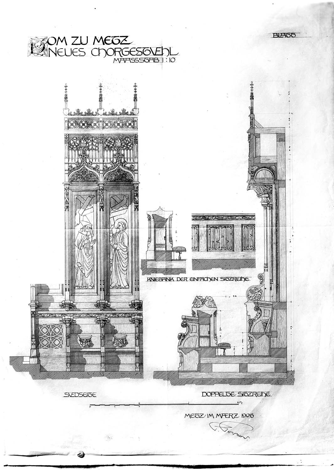 Reproduction d’un dessin des stalles du chœur