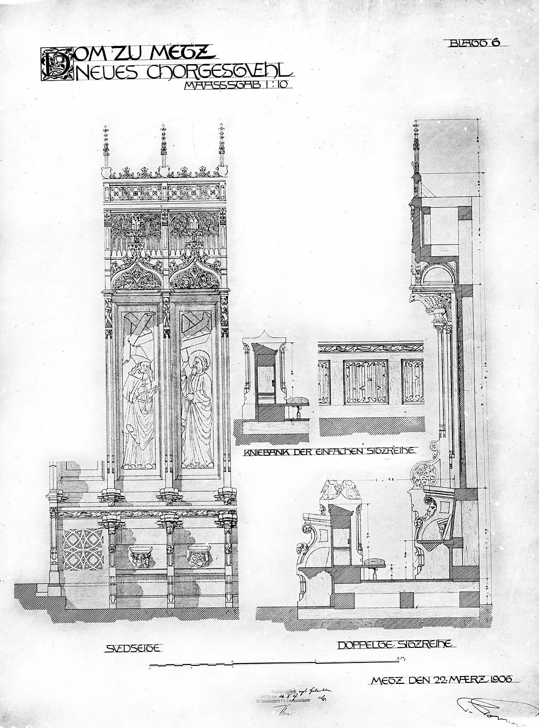 Reproduction d’un dessin des stalles du chœur