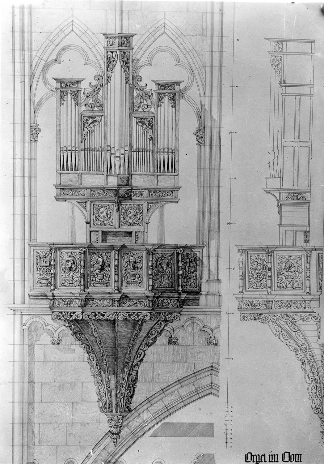 Reproduction d’un dessin du petit orgue renaissance