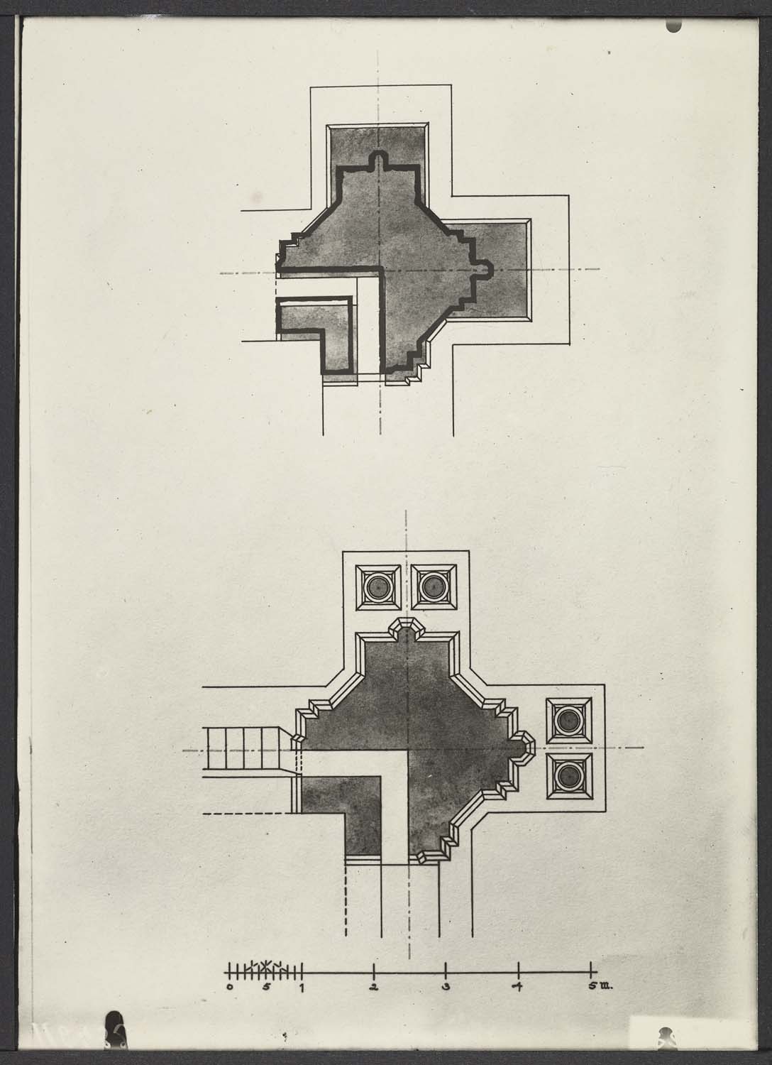 Dessin comparatif des piliers de la tour de la Mutte et de la tour du chapitre