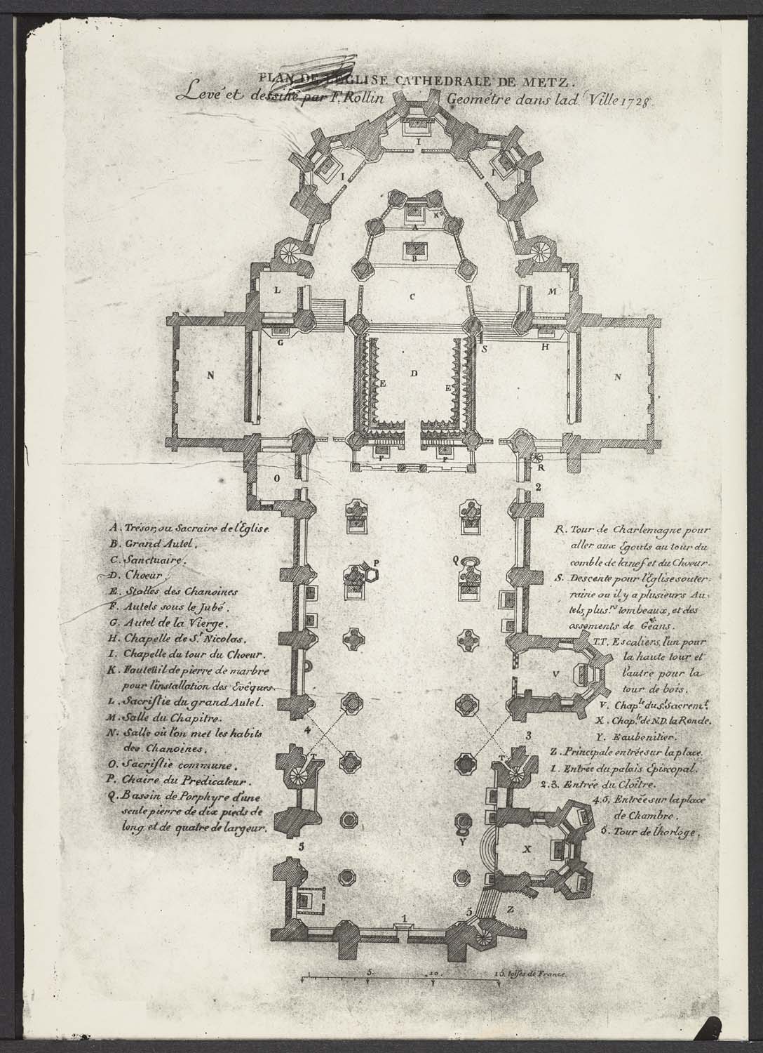 Ancien plan de la cathédrale par Rollin. 1728