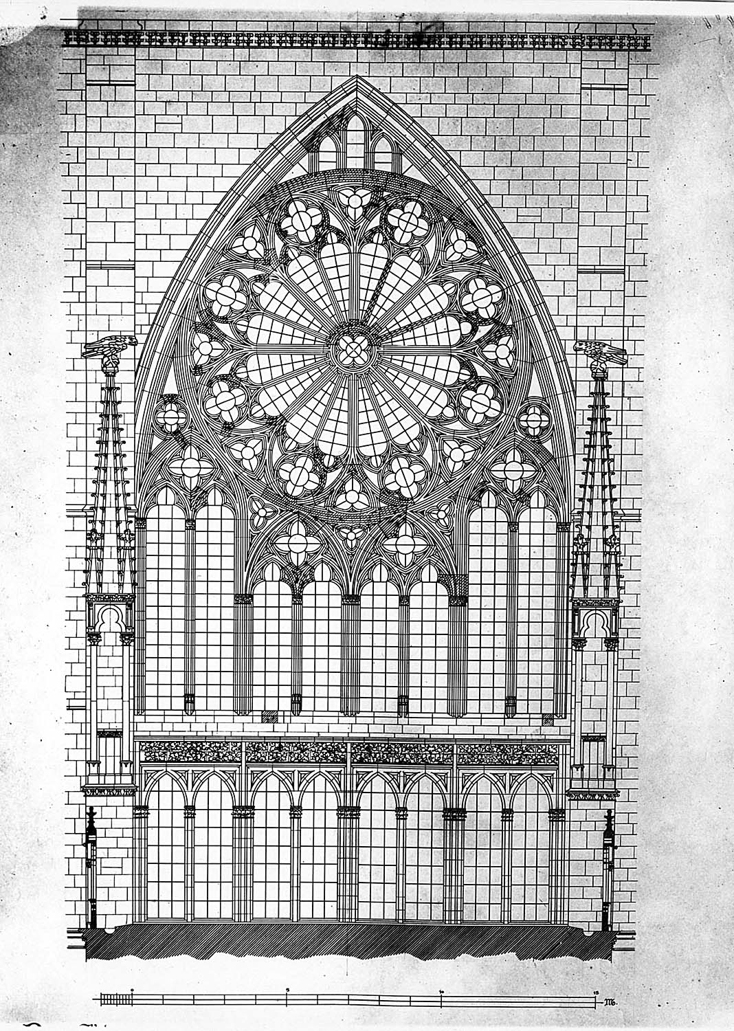 Dessin de la grande fenêtre de la façade ouest