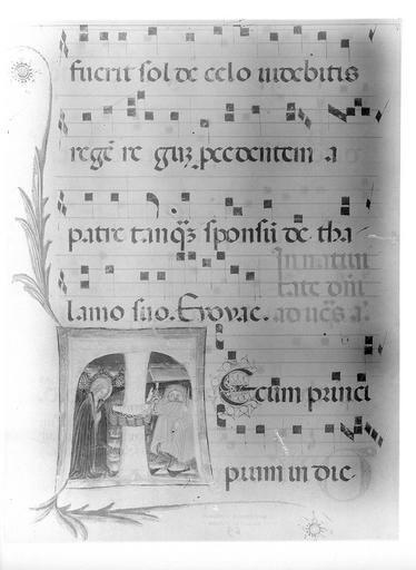 La Nativité, lettre historiée, antiphonaire, n°58