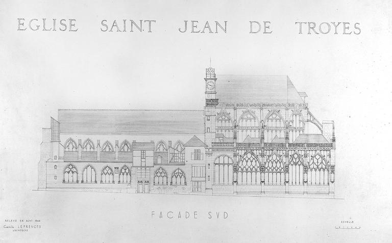 Elévation de la façade sud par Leprévost en 1946