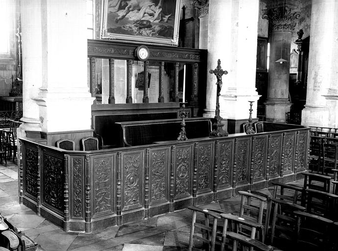 Banc d'oeuvres, ensemble : panneaux en bois sculpté