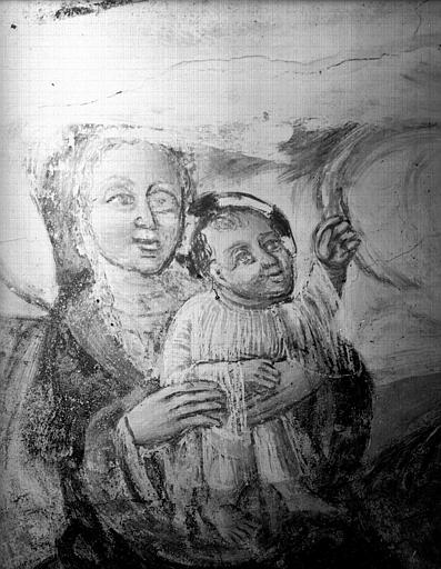 Peinture murale de la voûte, numéro 15 : détail de Marie et de l'Enfant Jésus