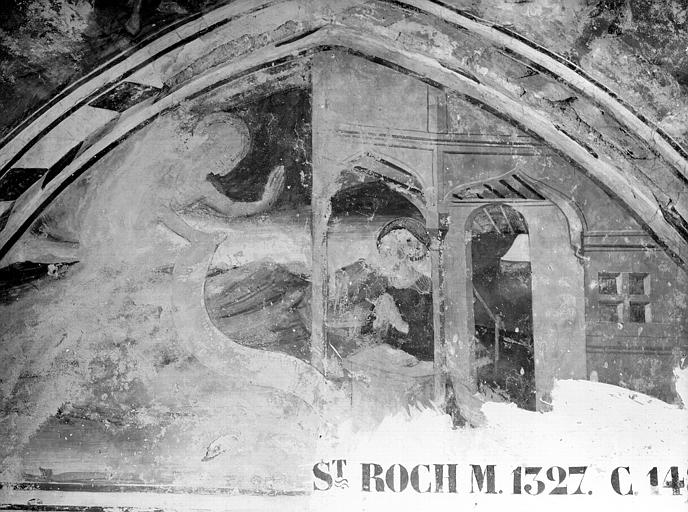 Peinture murale du mur nord, numéro 7 (registre supérieur) : saint Roch (supposé)