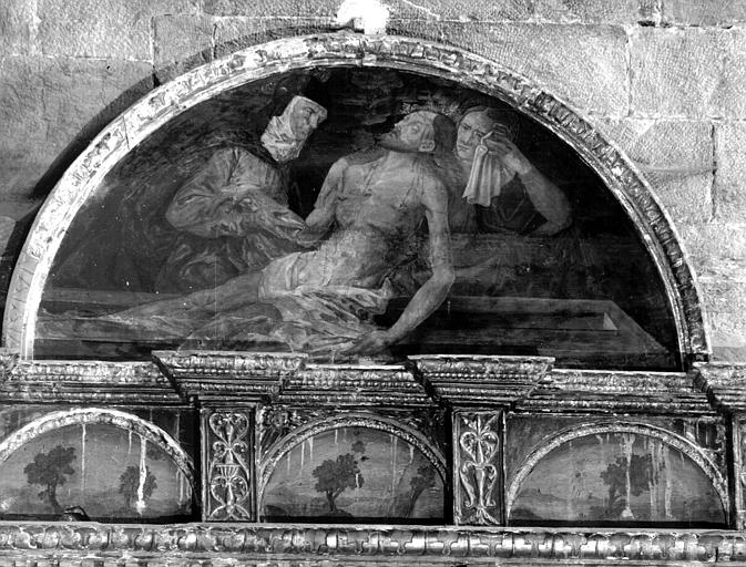 Chapelle annexe, retable servant de monument aux morts (14-18), panneau de toile peinte