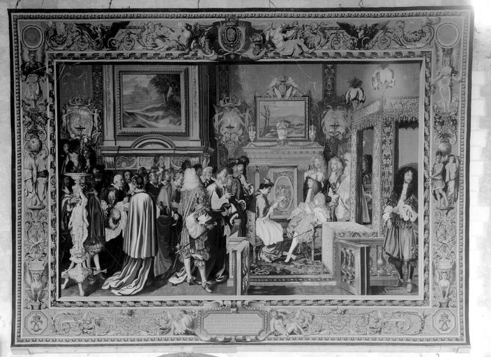 Tapisserie des Gobelins : audience donnée à Fontainebleau par Louis XIV au légat du pape Alexandre VII le 24 juillet 1664