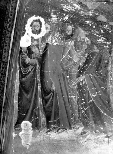 Chapelle Saint-Jean, embrasure de la fenêtre nord, partie gauche, ensemble de personnages