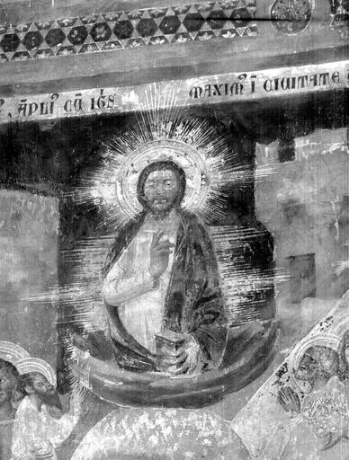 Chapelle Saint-Martial, panneau 1 partie supérieure, en dessous de la scène de sigebert, le Christ