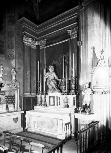 Quatrième chapelle latérale nord, ensemble de retable en bois doré et peint