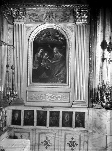 Troisième chapelle latérale nord, retable en bois peint et doré