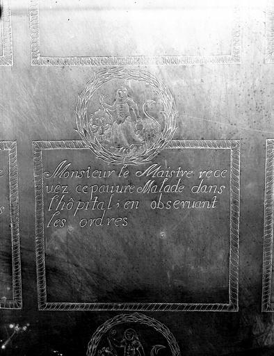 Plaque à impression, bulletins d'entrée, détail, dans le bureau de la direction