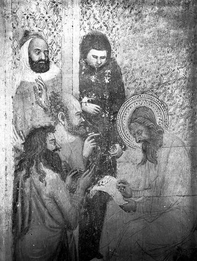 Fresque de la chapelle pontificale, mur 2A, panneau 2, groupe de personnages