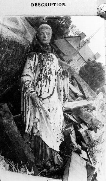 Statue : un saint moine, bois