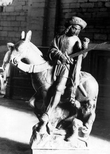 Groupe sculpté en bois : la charité de saint Martin