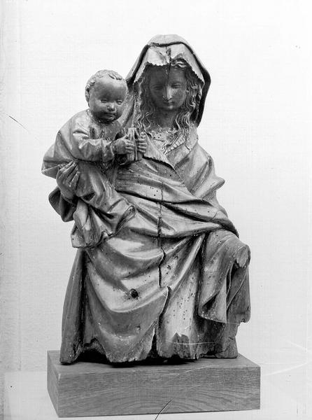 Statue en bois (buste) : Vierge à l'Enfant