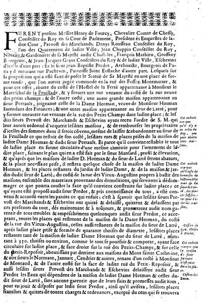 Projet d'aménagement de la place des Victoire (17ème siècle) : texte (1/3)