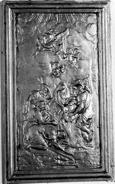 Bas-relief en bois doré du retable du maître-autel : l'Adoration des Bergers