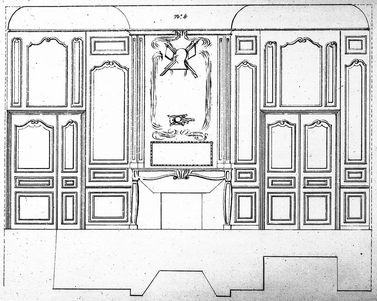 Dessin des boiseries et des pièces de la tapisserie de la Dame à Licorne, numéro 4