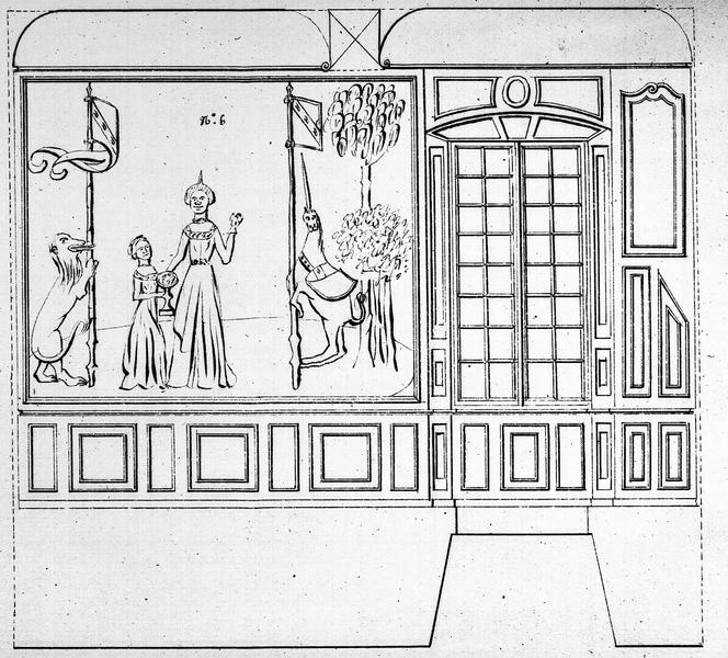 Dessin des boiseries et des pièces de la tapisserie de la Dame à Licorne, numéro 6