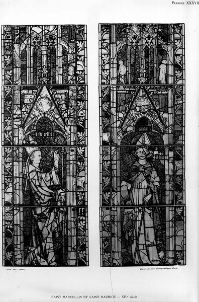 Vitrail de la chapelle de la Vierge : saint Marcellin et saint Maurice