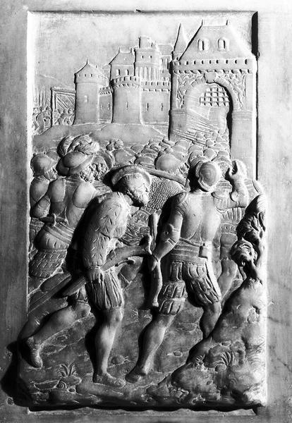 Tombeau de François 1er, de Claude de France et de leurs enfants. Bas-relief : entrée des troupes dans une ville