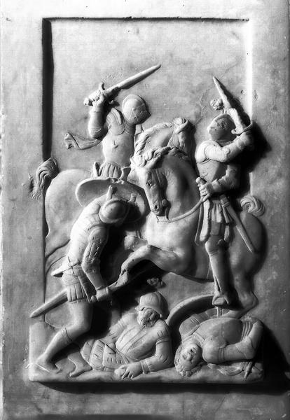 Tombeau de François 1er, de Claude de France et de leurs enfants. Bas-relief : combat de cavaliers