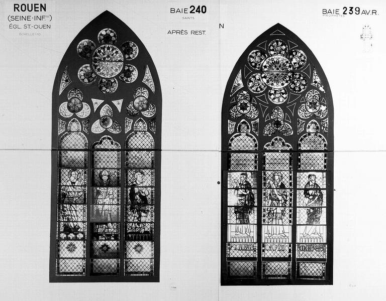 Vitrail (photomontage), baies 240 et 239 : saints, prophètes