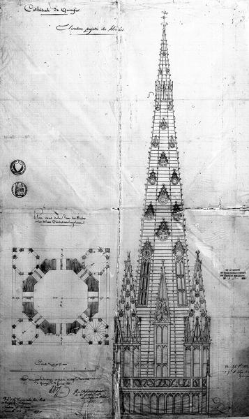 Plan et élévation de la flèche