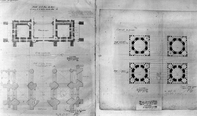 Plan de la base des tours. Plan des galeries