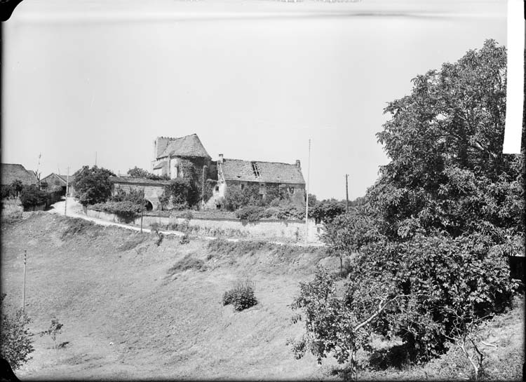 Ensemble sud-est : cimetière, chevet, presbytère