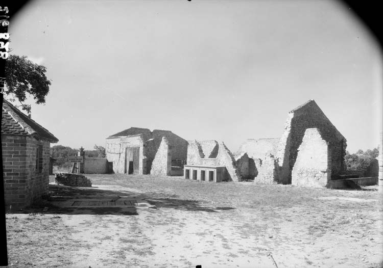 Vue d'une rue et des bâtiments détruits