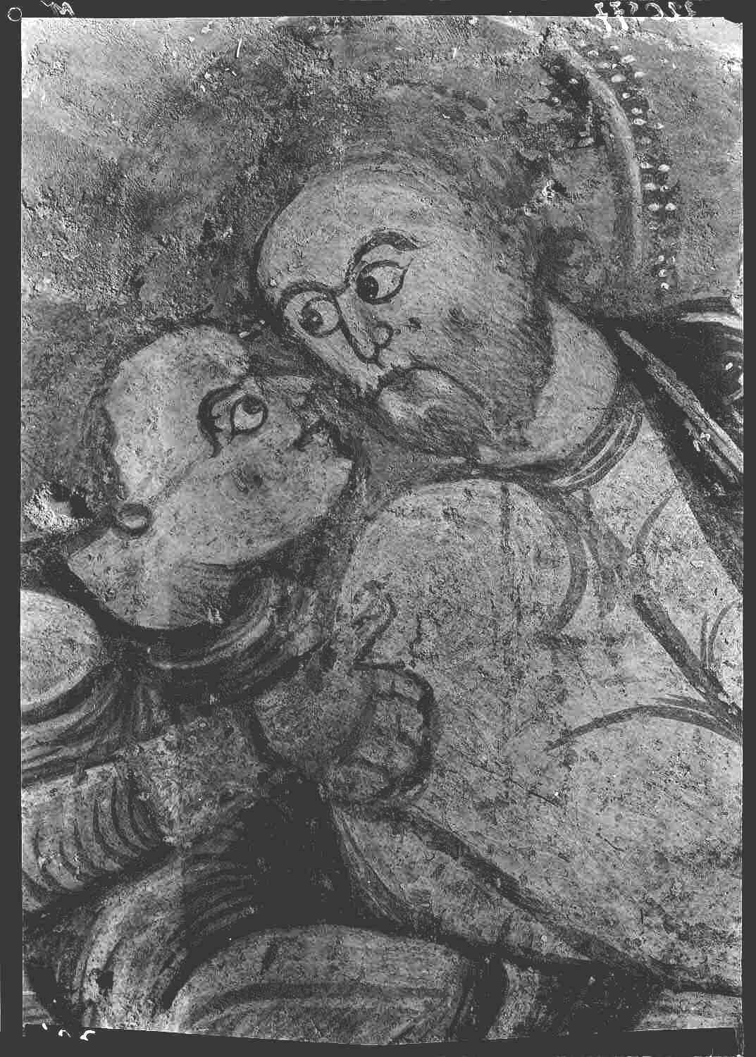 Peintures murales du mur nord du chœur, registre médian : détail du Baiser de Judas