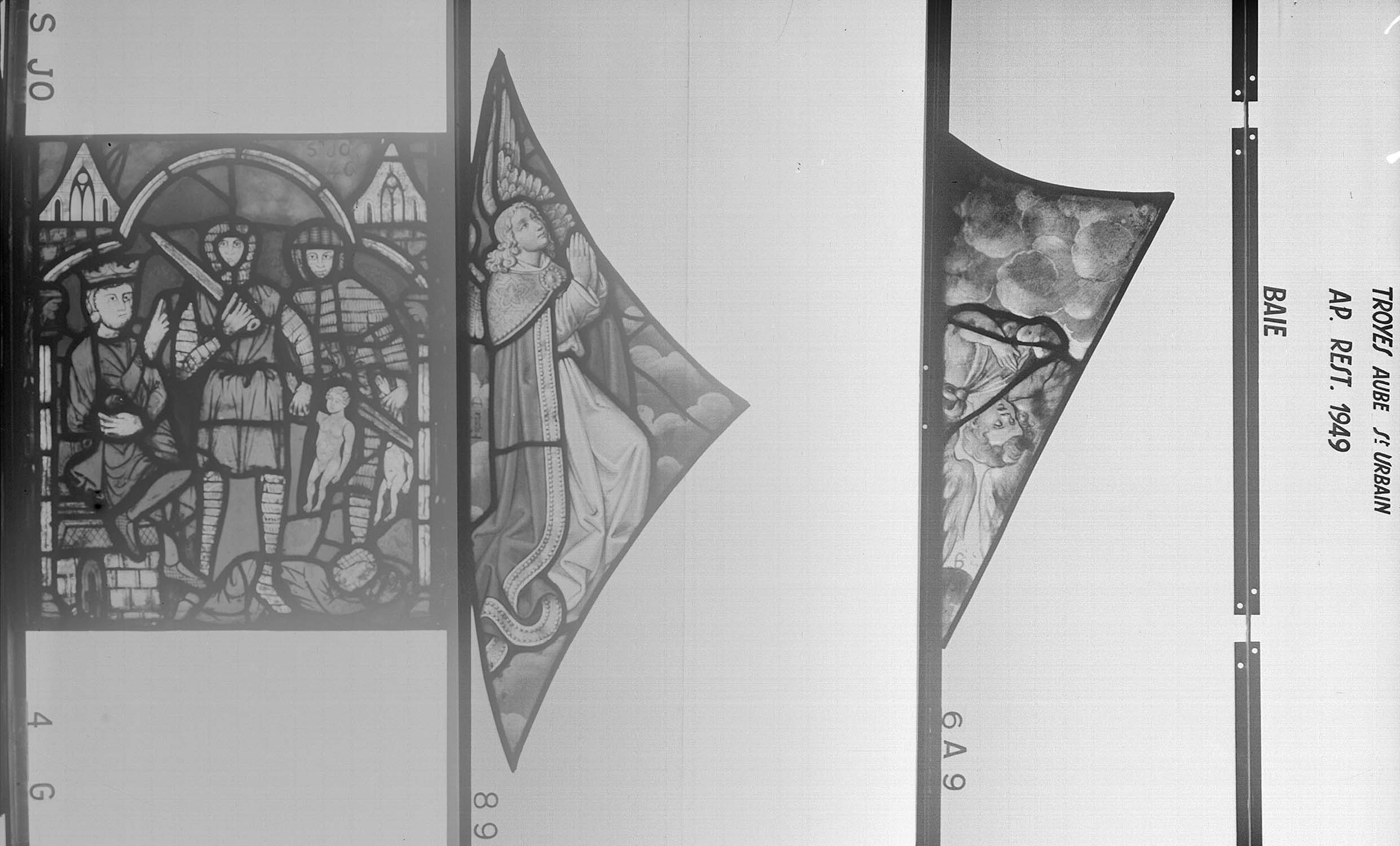 Baie 6A, panneau de vitrail 9 baie 8, panneau de vitrail 9 baie S, panneau de vitrail 4